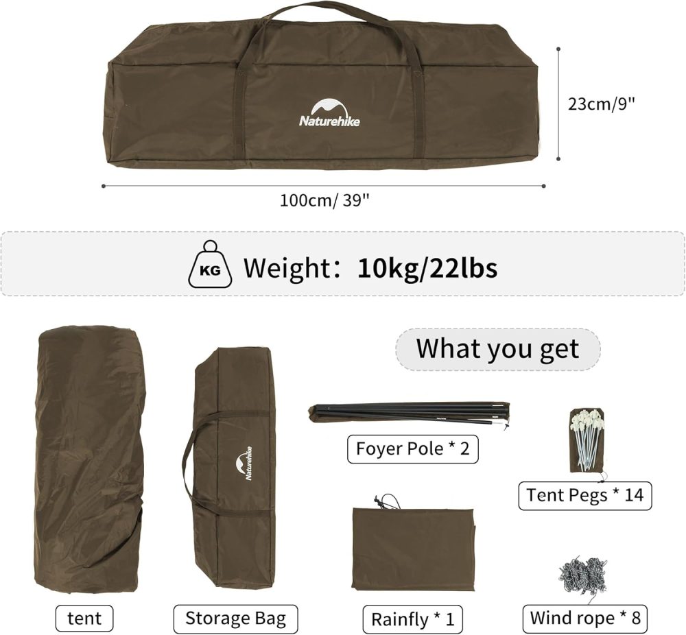 Naturehike Ango Camping Tent,3 Person 4 Person Instant Cabin Tent,Easy Setup Pop up Tents for Camping,3-4 People Family Camp Tent - Image 6